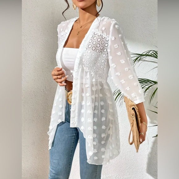 Tops - 🎉HP 12/3🎉White Sheer Cardigan, NIB